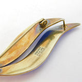 Aksel Holmsen Norway Sterling Silver Blue Enamel Leaf Brooch Antique c1930