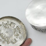Indian Victorian Sterling Silver Large Trinket Box Rural Embossed Scenes c1890