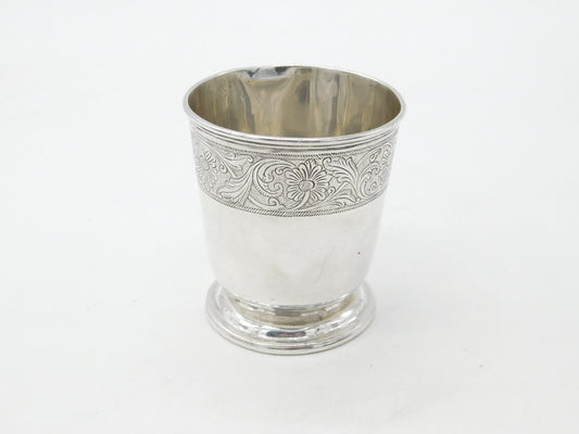 Victorian French Sterling Silver Floral Pattern Beaker or Cup Antique c1900