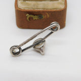 Victorian Sterling Silver, Ruby & Paste Set Fox Mask Stock Pin Brooch Antique