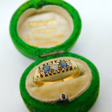 Victorian 18ct Gold, Sapphire & Diamond Boat Ring Antique c1880