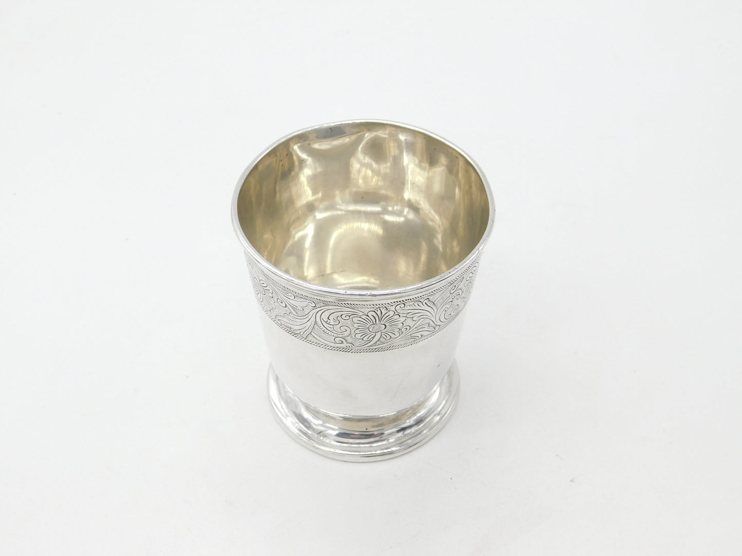 Victorian French Sterling Silver Floral Pattern Beaker or Cup Antique c1900