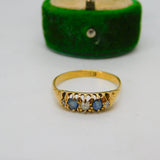 Victorian 18ct Gold, Sapphire & Diamond Boat Ring Antique c1880