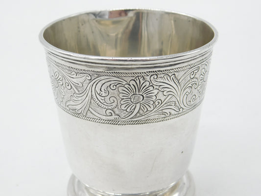 Victorian French Sterling Silver Floral Pattern Beaker or Cup Antique c1900