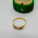 Victorian 18ct Gold, Sapphire & Diamond Boat Ring Antique c1880