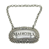 George III Sterling Silver Floral Madeira Decanter Label Antique 1817 London