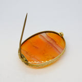 George III 9ct Gold Carnelian Agate Mourning Brooch 'Died Oct. 1, 1813' Antique