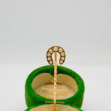 15ct Yellow Gold & Seed Pearl Set Lucky Horseshoe Stick Pin Antique c1910