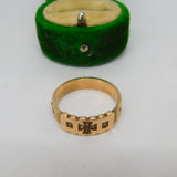 Victorian 9ct Rose Gold Hair Set Maltese Cross Mourning Ring Antique c1860