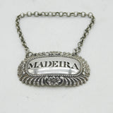 George III Sterling Silver Floral Madeira Decanter Label Antique 1817 London