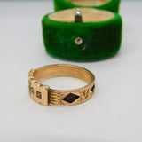 Victorian 9ct Rose Gold Hair Set Maltese Cross Mourning Ring Antique c1860