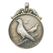 Art Deco Sterling Silver Racing Pigeon Sporting Fob Medal Antique Birmingham