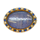 George III 9ct Gold, Sapphire & Seed Pearl Mourning Brooch Antique c1810