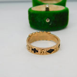 Victorian 9ct Rose Gold Hair Set Maltese Cross Mourning Ring Antique c1860