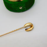 15ct Yellow Gold & Seed Pearl Set Lucky Horseshoe Stick Pin Antique c1910