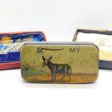 Georgian Papier Mache 'Axe My Ass' Donkey Snuff Box Antique c1820