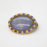 George III 9ct Gold, Sapphire & Seed Pearl Mourning Brooch Antique c1810