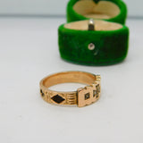Victorian 9ct Rose Gold Hair Set Maltese Cross Mourning Ring Antique c1860
