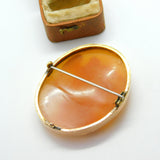 Victorian 9ct Rose Gold Carved Shell Cameo Hebe Feeding Eagle Brooch c1850