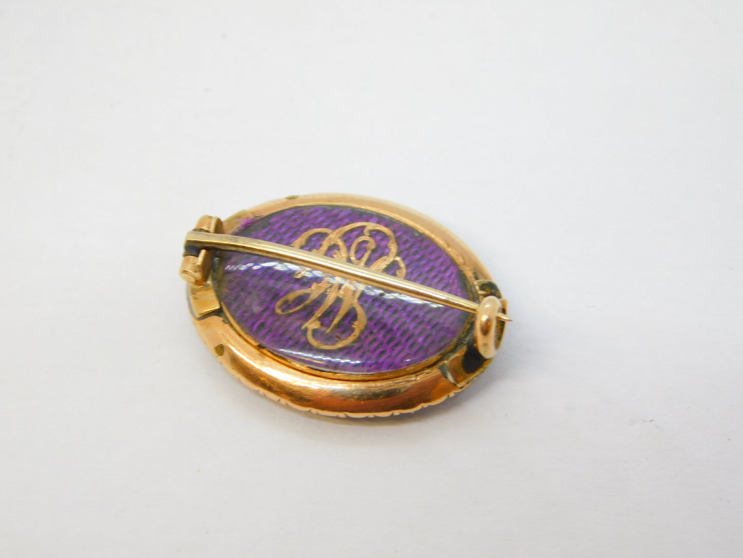 George III 9ct Gold, Sapphire & Seed Pearl Mourning Brooch Antique c1810