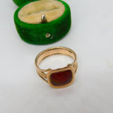 George III 15ct Rose Gold Cabochon Banded Red Agate Signet Ring Antique c1790