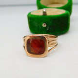 George III 15ct Rose Gold Cabochon Banded Red Agate Signet Ring Antique c1790