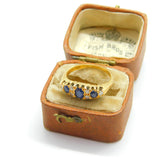 Victorian 18ct Yellow Gold, Sapphire & Diamond Boat Ring c1890 Antique Size J UK