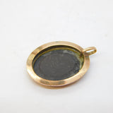19th Century 9ct Rose Gold Pietra Dura Rose Flower Pendant Antique c1860