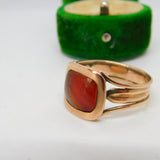 George III 15ct Rose Gold Cabochon Banded Red Agate Signet Ring Antique c1790