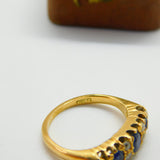 Victorian 18ct Yellow Gold, Sapphire & Diamond Boat Ring c1890 Antique Size J UK
