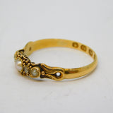 Victorian 18ct Yellow Gold, Diamond & Pearl Dress Ring Antique 1866 Birmingham