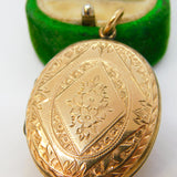 Victorian 9ct Gold Back & Front Floral Pattern Sweetheart Locket Antique c1890