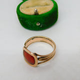 George III 15ct Rose Gold Cabochon Banded Red Agate Signet Ring Antique c1790