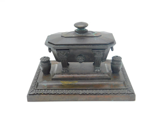 Regency Grand Tour Cast Bronze Sarcophagus Scipio Tomb Inkwell c1820 Georgian