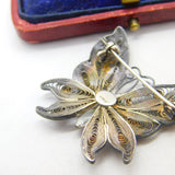 Sterling Silver Pink-Purple Enamel Filigree Butterfly Brooch Antique c1920