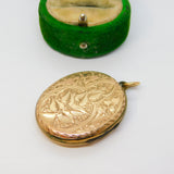 Victorian 9ct Gold Back & Front Floral Pattern Sweetheart Locket Antique c1890