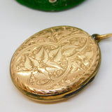 Victorian 9ct Gold Back & Front Floral Pattern Sweetheart Locket Antique c1890