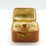 19th Century 8ct .333 Gold, Garnet & Seed Pearl Band Ring c1860 Antique Austrian