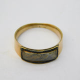George III 10ct Yellow Gold, Enamel, Hair-Set Mourning Ring Antique c1800
