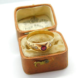 19th Century 8ct .333 Gold, Garnet & Seed Pearl Band Ring c1860 Antique Austrian