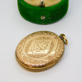 Victorian 9ct Gold Back & Front Floral Pattern Sweetheart Locket Antique c1890