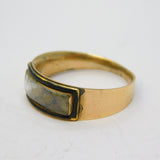 George III 10ct Yellow Gold, Enamel, Hair-Set Mourning Ring Antique c1800
