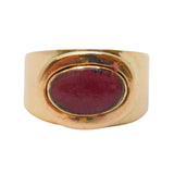 George III 9ct Rose Gold Red Silk Set Mourning Ring Antique c1820s
