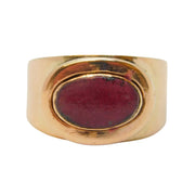 George III 9ct Rose Gold Red Silk Set Mourning Ring Antique c1820s