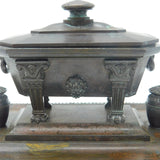 Regency Grand Tour Cast Bronze Sarcophagus Scipio Tomb Inkwell c1820 Georgian