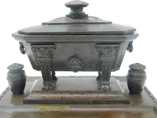 Regency Grand Tour Cast Bronze Sarcophagus Scipio Tomb Inkwell c1820 Georgian