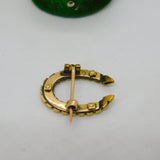Victorian 18ct Yellow Gold & Seed Pearl Set Horseshoe Brooch Antique c1860