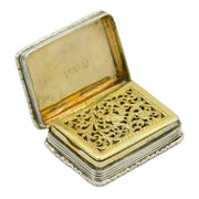 George IV Sterling Silver Floral Gilded Vinaigrette Antique 1827 Birmingham