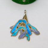 Alastair Norman Grant Sterling Silver & Enamel Sycamore Leaf Pendant Vintage