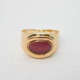 George III 9ct Rose Gold Red Silk Set Mourning Ring Antique c1820s